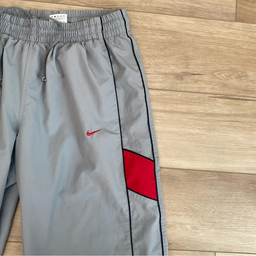 Vintage‎ Y2K Men’s Nike Lined Light Gray And Red Baggy Track Pants 2000’s VTG